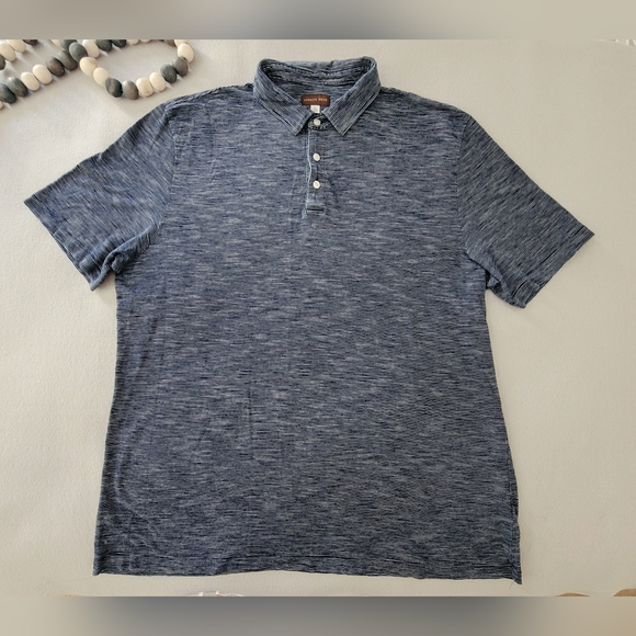 Thomas Dean Other - Thomas Dean Men Polo Shirt XL NAVY 3 Button Collar 100% cotton